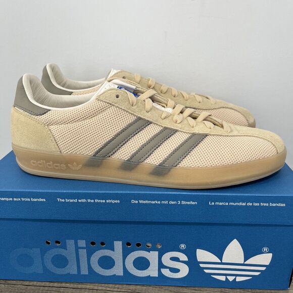 Adidas Gazelle Indoor Charcoal JS0667 Pro Beige Tan Yellow Sneaker Mens Sz 10.5